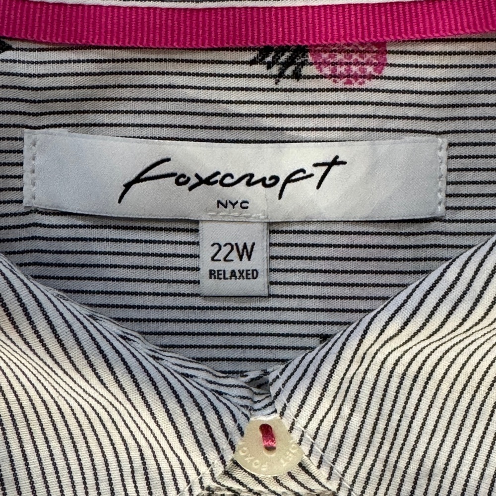 NWOT Foxcroft Simone Pineapple Button-Down Shirt (22W) - Picture 5 of 16